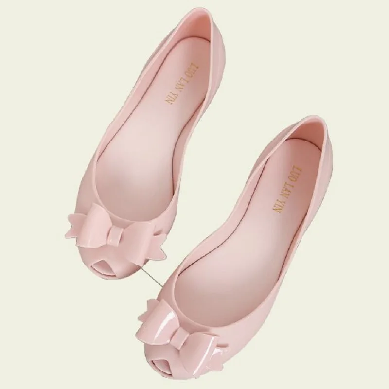 Женские пляжные сандалии с открытым носком желейные туфли без застежки на