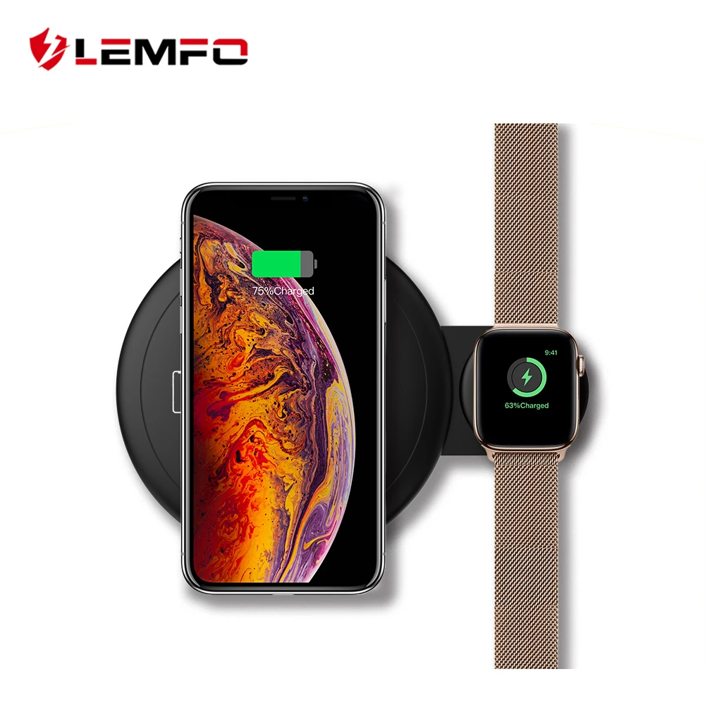 LEMFO NT7 10 Вт 2в1 Qi Беспроводное зарядное устройство для iPhone XS Max XR X samsung быстрая