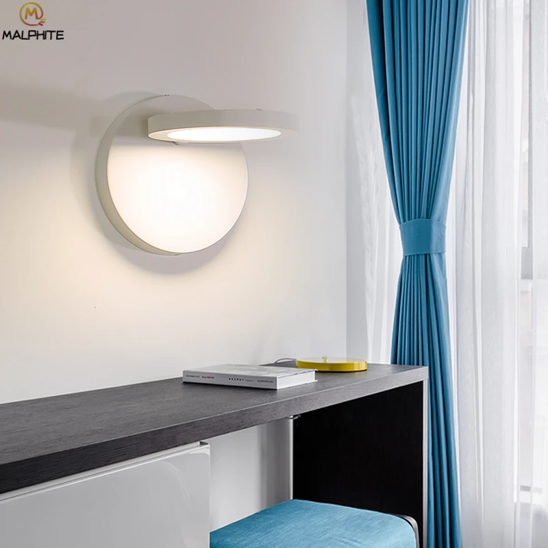 

Modern LED Wall Lamp Black White Rotating Lamp Wall Sconce Light Living Room Bedroom Bedside Lamp Aisle Wall Lighting Fixtures