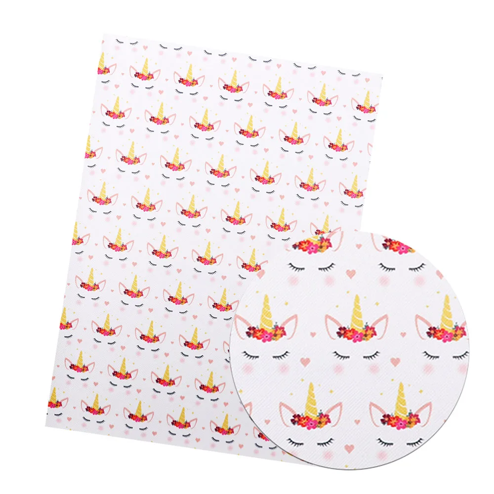 white IBOWS 22*30 см искусственная кожа ткань Единорог Snythetic кожаные листы напечатанная виниловая ткань для DIY Hairbow сумки рукоделие лук материал - Цвет: white