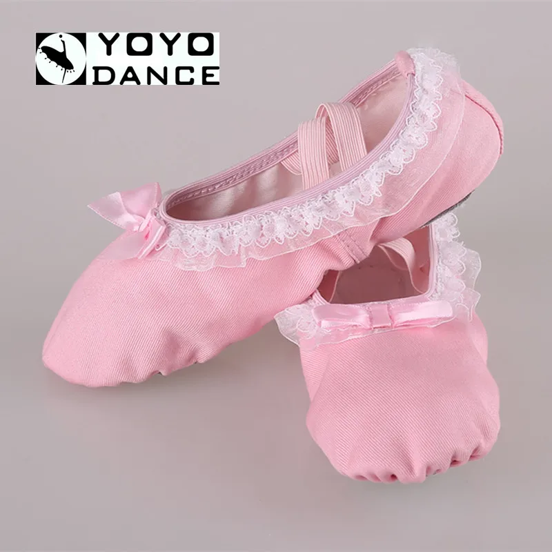 Size24/40 Подходит для 16-24 см Новый Розовый кружева балетки мягкая подошва девушки