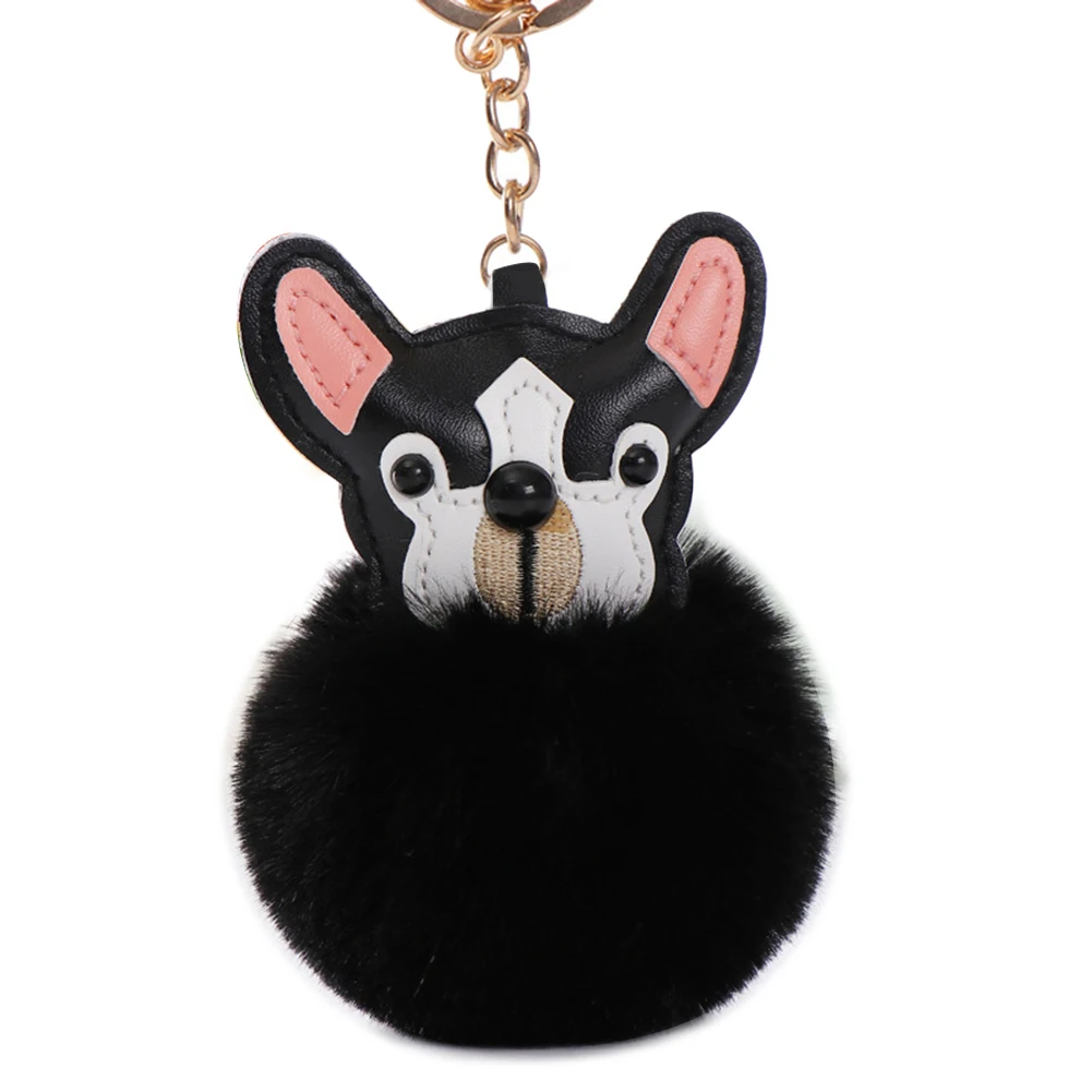 Lovely Cartoon Dog Pompom Key Ring Holder Keychain Women Gift Backpack Ornament | Украшения и аксессуары