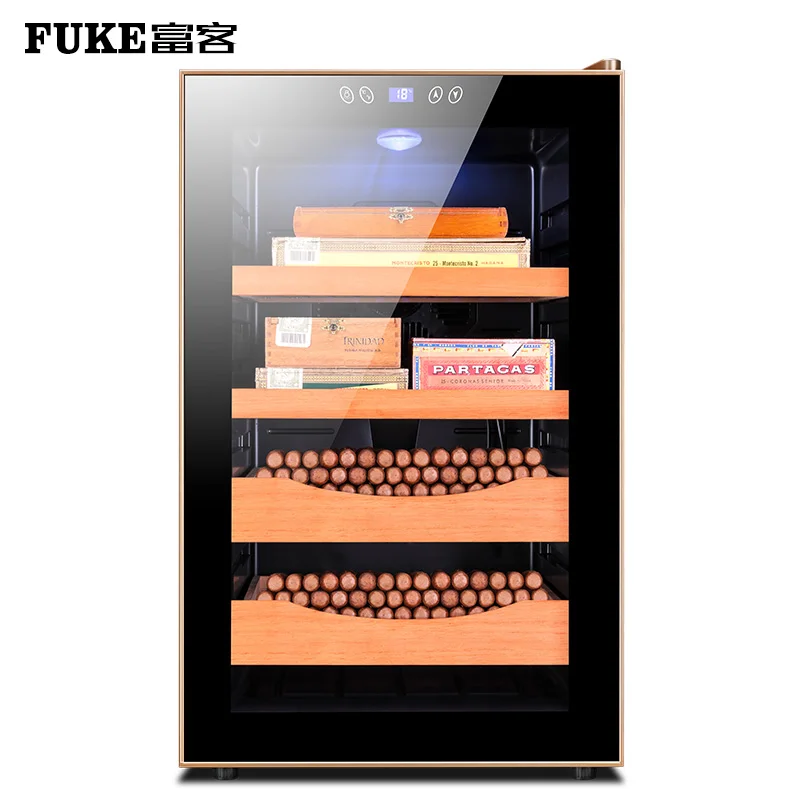 Золотая FK-65C электрическая сигара Humidor увлажнение шкафа 70L Коробка Для Хранения Сигар термостатическая и Постоянная Влажность сигара увлажнение