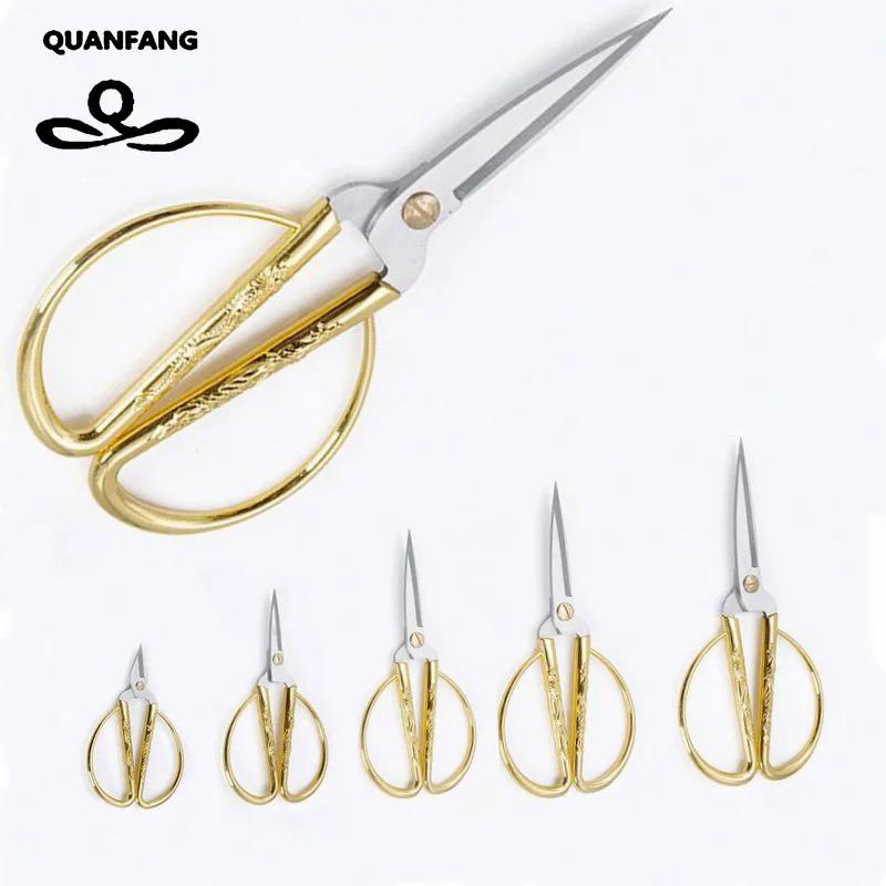 Ножницы QUANFANG, позолоченные, дракон, Феникс, для шитья, сделай сам, ручная работа, ножницы, короткий резак, рукоделие, товары для шитья