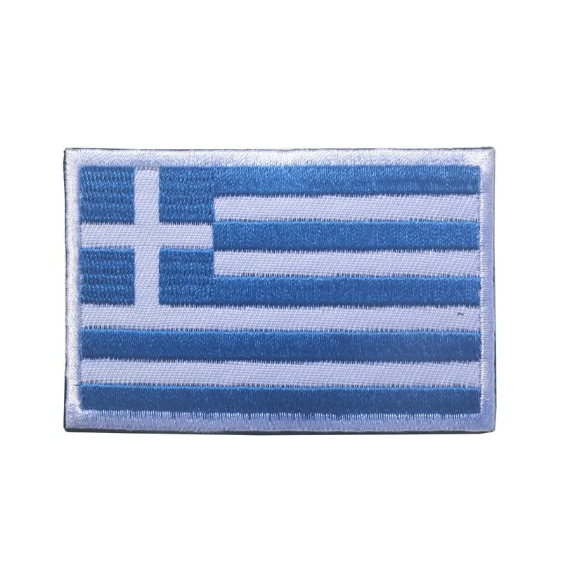 Greece N Flag Вышивка Аппликации Значки Швейцария Испания Франция Бельгия Греция Нидерланды Польша Ватикан венгерский флаг патч - Цвет: Greece N Flag