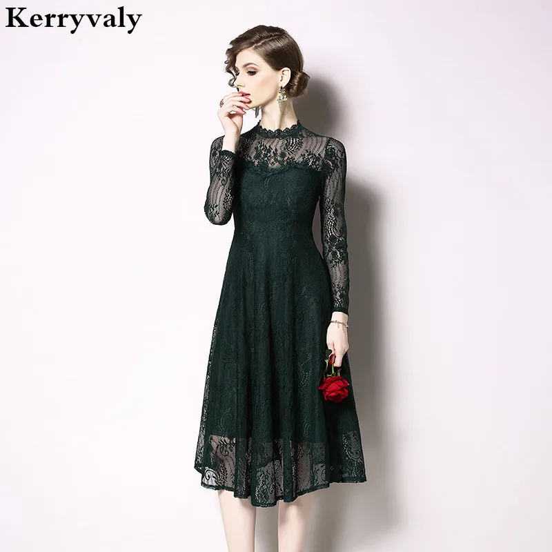 Новое Стильное зеленое кружевное вечернее платье с длинным рукавом Vestidos De Verano 2021