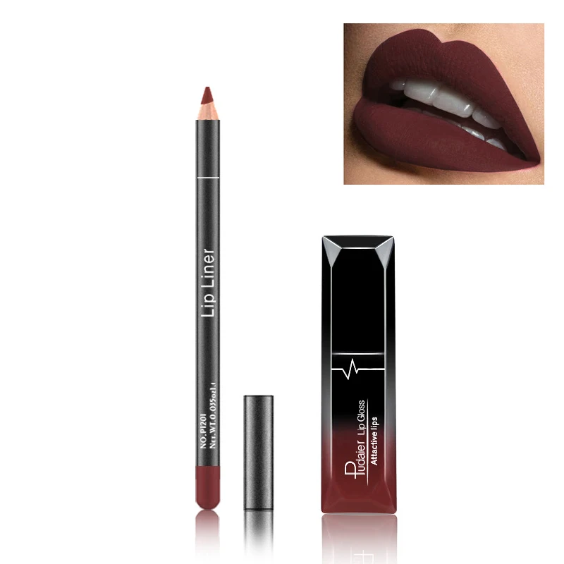 Жидкая помада губ Pudaier пигментный набор водостойкий матовый карандаш для блеск