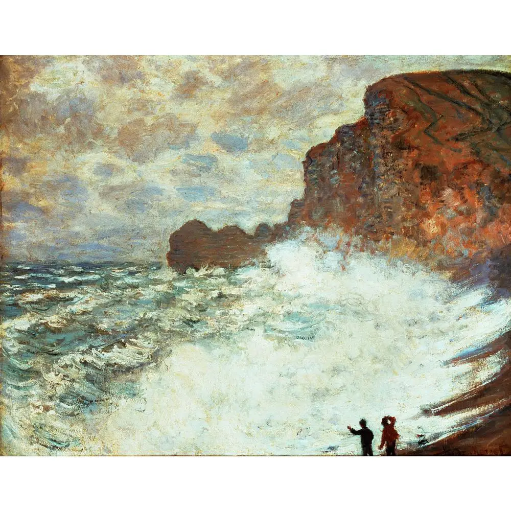 Картина маслом штурмовый морской пейзаж Клода Моне воспроизведение на холсте
