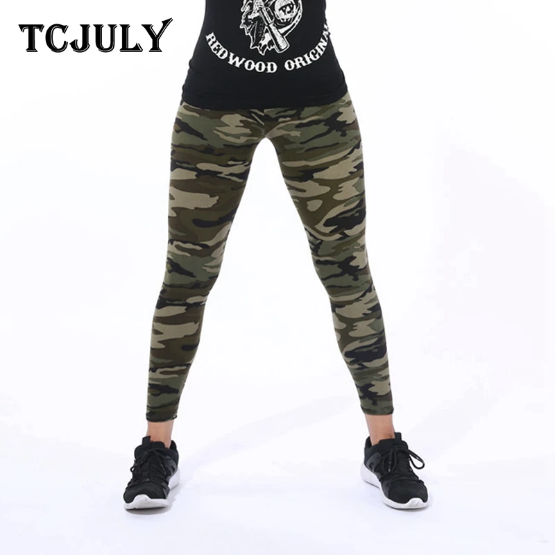 Женские камуфляжные леггинсы TCJULY эластичные по щиколотку для фитнеса в стиле
