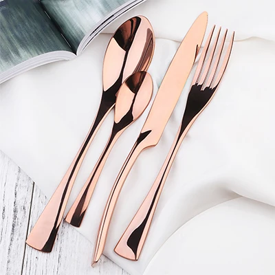 rosegold16pcs 16 шт Золотой набор ножей, столовые приборы из нержавеющей стали, столовые приборы для отеля, столовые приборы, ножи для стейка, вилки, ложки, западные столовые приборы - Цвет: rosegold16pcs