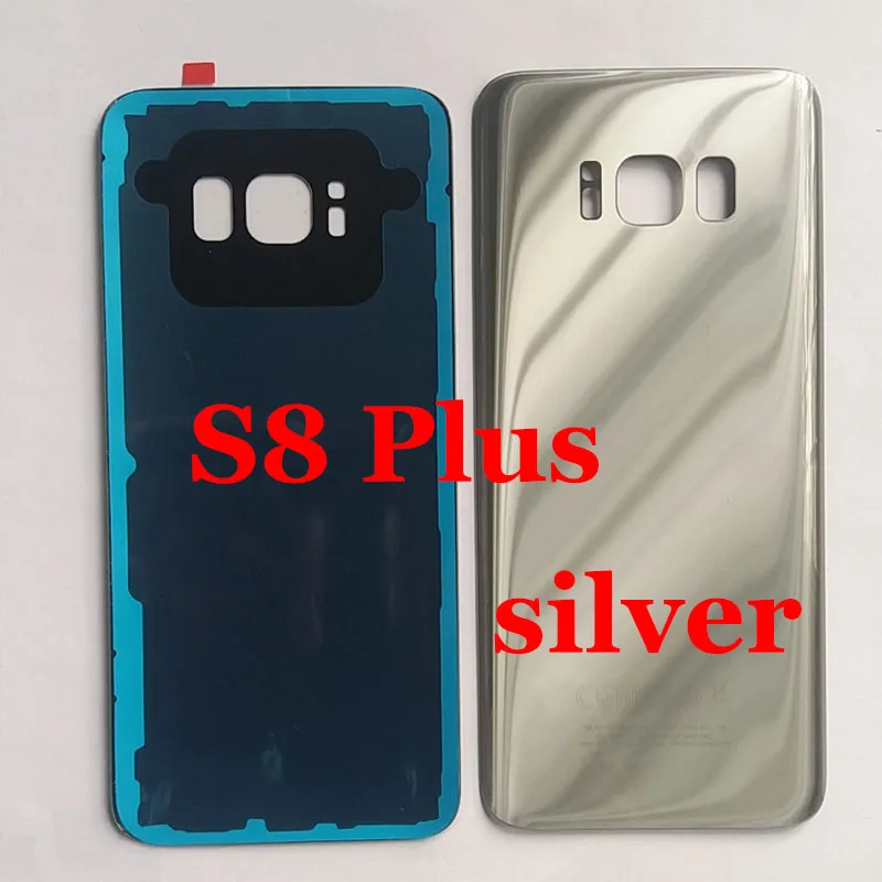 Для samsung Galaxy S8 G950 G950F S8 Plus G955 G955F задняя крышка батарейного отсека задняя Дверная панель чехол с клейкой наклейкой - Цвет: S8plus Sliver