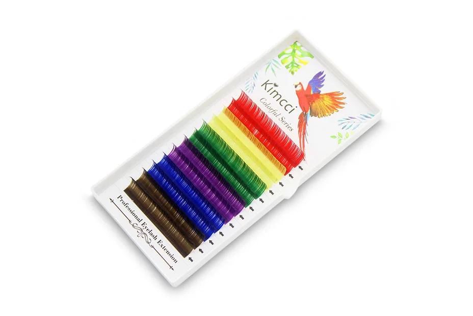 Kimcci Candy 6 Colors Rainbow Colored Eyelash Extension Faux Mink Individual Colorful Eyelashes maquiagem Cilios Premium Cilia