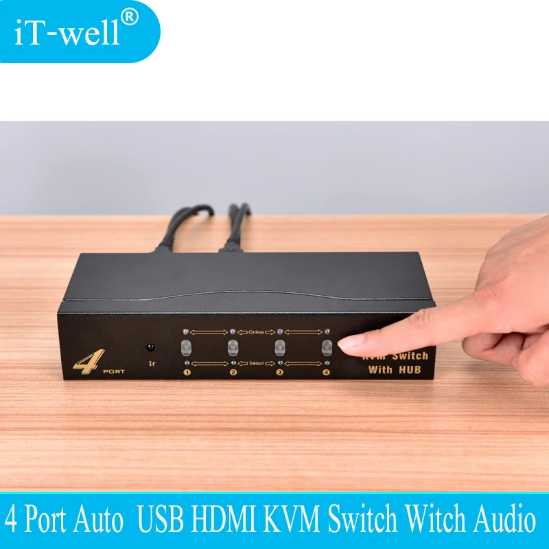 Квм-переключатель USB HDMI 4 порта USB2.0 со звуковой эргономичной клавиатурой 4K x 2K
