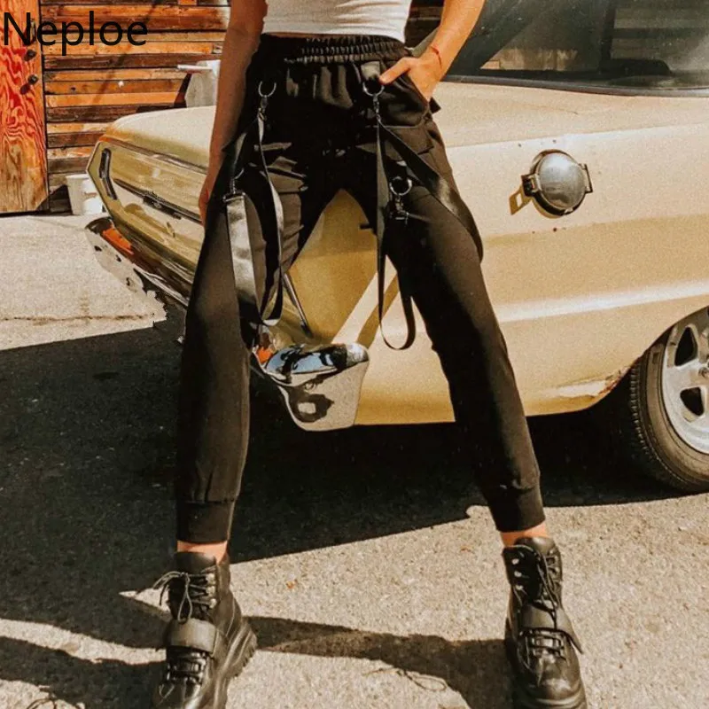 Женские брюки на лямках Neploes BF Style повседневные облегающие длиной до щиколотки с