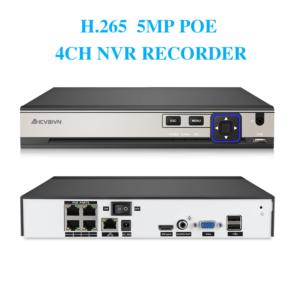 Домашняя система видеонаблюдения 4CH IP камера безопасности PoE NVR комплект CCTV 5MP 4