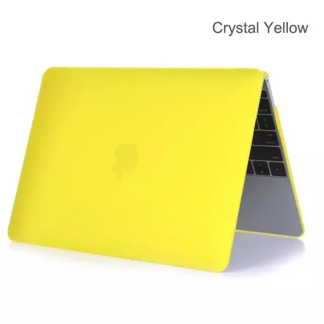 Прорезиненный кристалл/матовый Прочный чехол для ноутбука чехол для Macbook Pro 13 15 retina Air 11 13+ крышка клавиатуры с логотипом - Цвет: crystal yellow