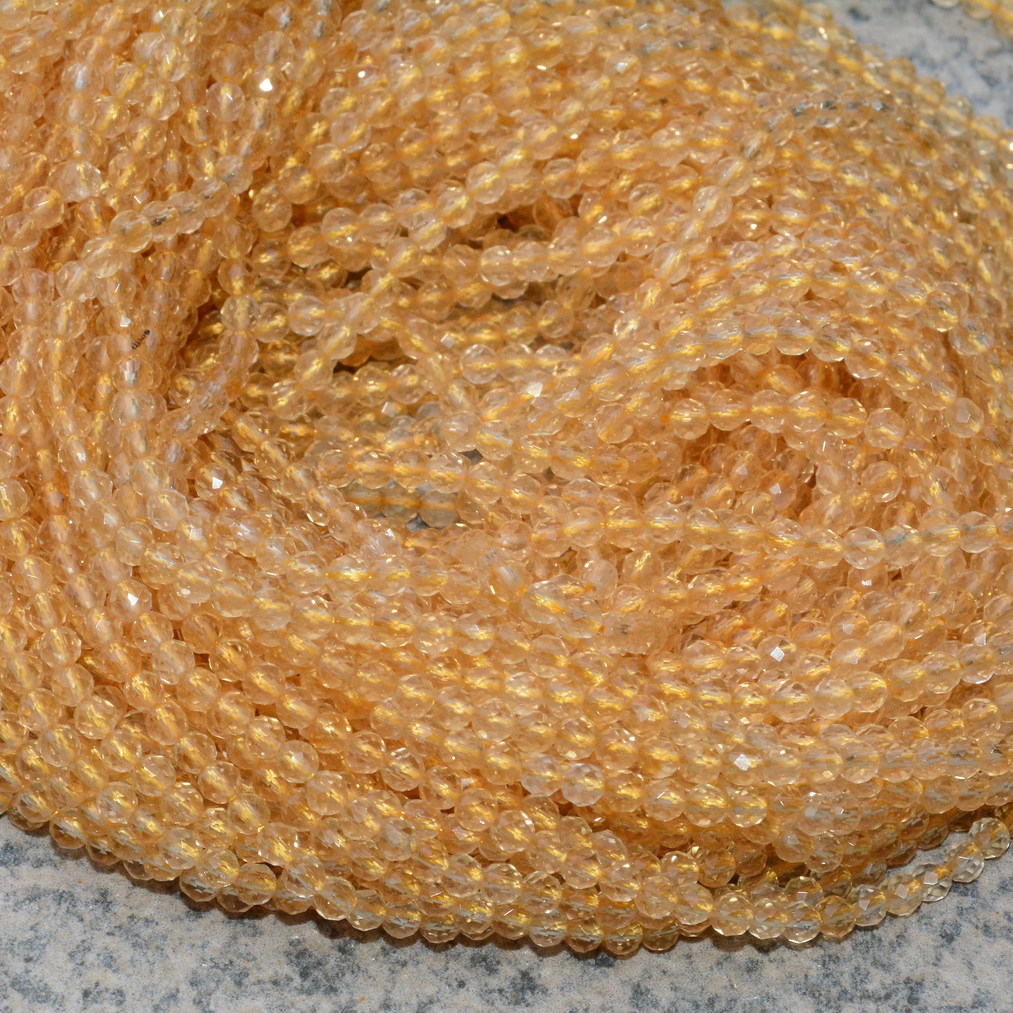 Natural Citrine Without Treatment Faceted Round Beads 2.2mm 3.3mm | Украшения и аксессуары