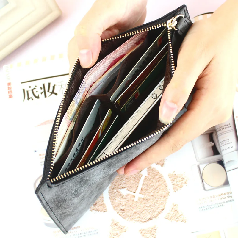 new womens long wallets female fashion pu leather zipper clutch wallet coin purses mobile phone bags lady card id holders free global shipping