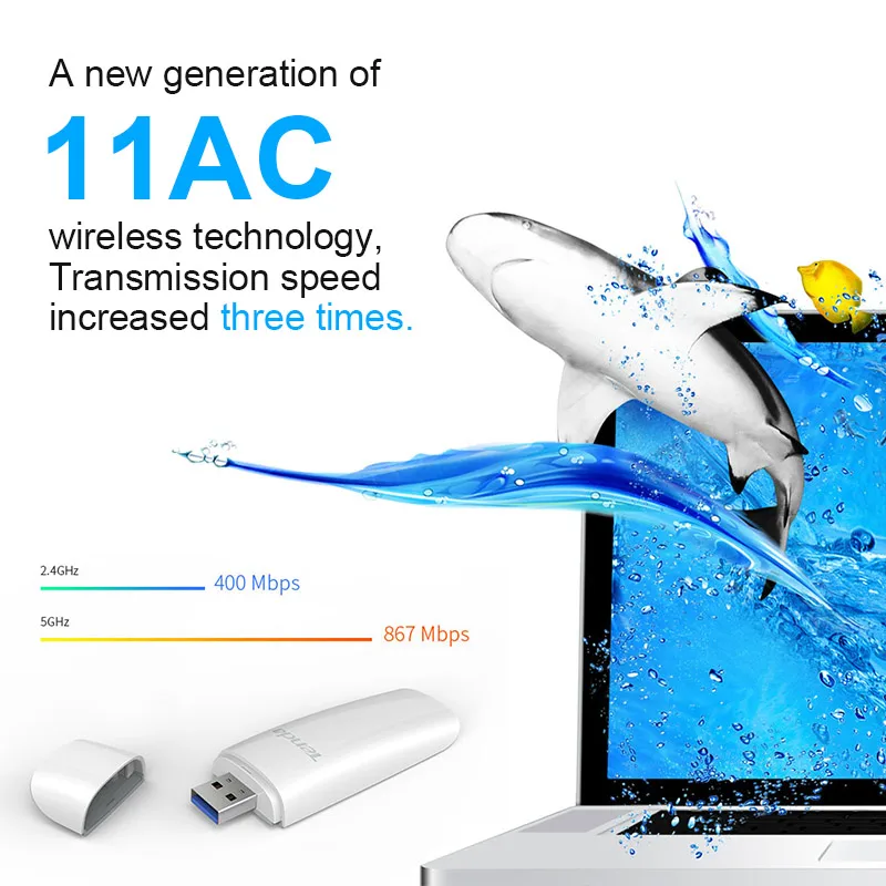 Tenda U12 AC1300 Беспроводной двухдиапазонный USB Wifi адаптер Utral Fast mini 2 4 ГГц и 5G антенна 802.