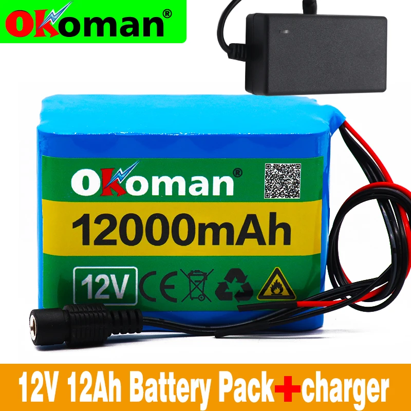 Okoman 12V 12Ah 18650 литиевая батарея 12 6 V 12000mAh аккумуляторная с BMS для