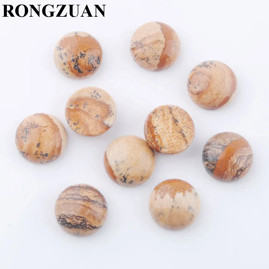 Picture Jasper RONGZUAN, натуральные камни, аметисты, розовые кварты, лазурит, 12 мм, круглая плоская спина, кабошон, кабина, без отверстий, ювелирные изделия, 10 шт., TBU329 - Цвет: Picture Jasper