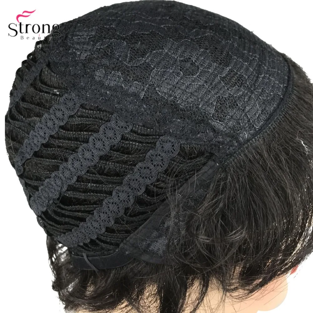 StrongBeauty синтетический парик короткие вьющиеся волосы черный/белый парики женские
