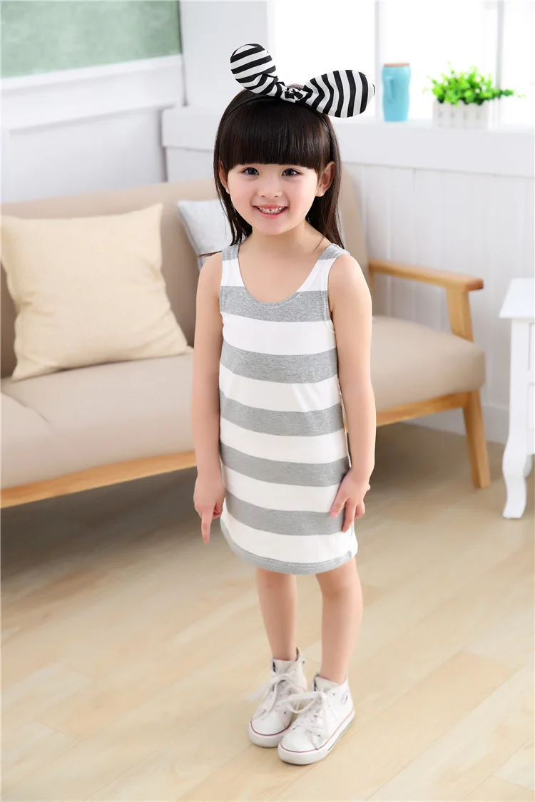 Новинка 2017 года летнее платье в полоску для девочек Красивое Праздничное