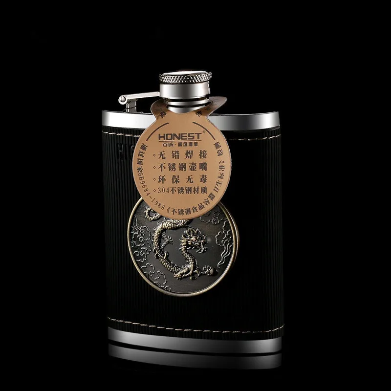 10OZ 67PT супер качество рельефный Дракон стикер с тотемными узорами фляжка набор SUS