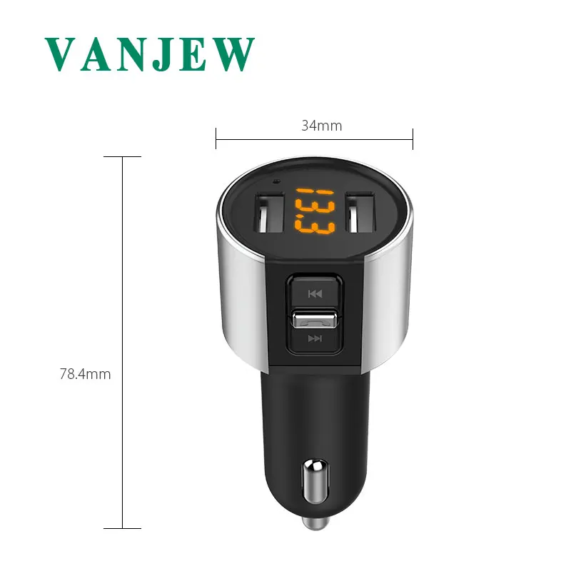 Автомобильный Bluetooth fm передатчик VANJEW C26 5 В/3 4 А два порта USB зарядное устройство u