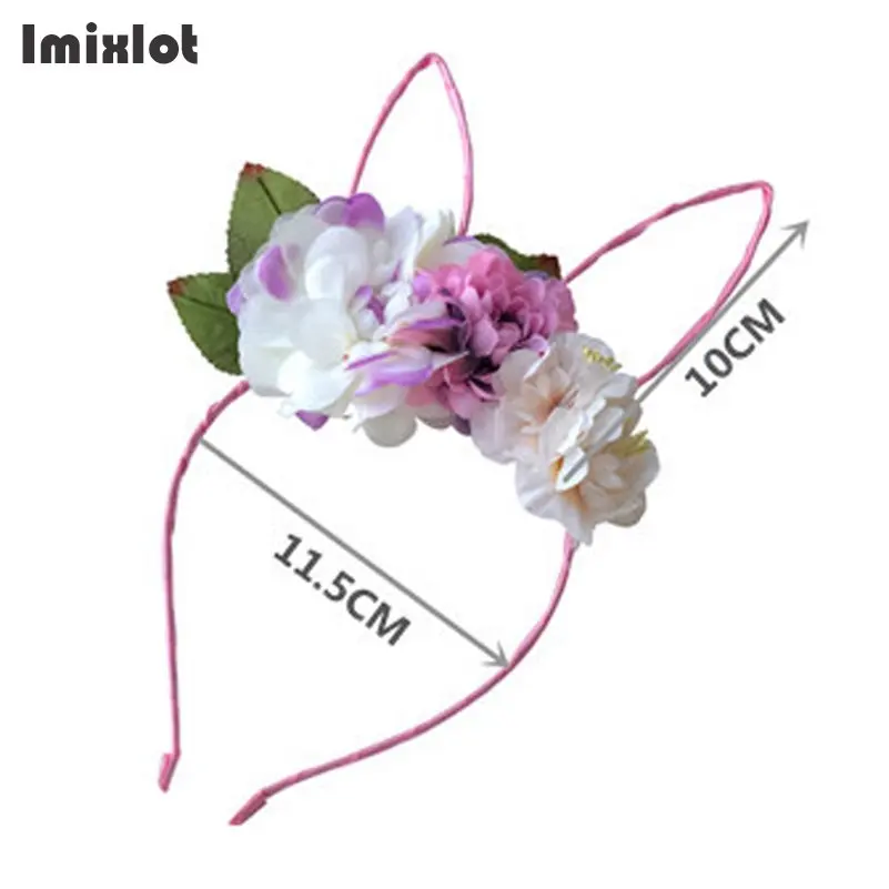 Imixlot 4 цвета тканевый цветок, повязка на голову, Банни, кружевные повязки для волос с заячьими ушками для женщин, Цветочная корона, аксессуары для волос, головные уборы для девочек