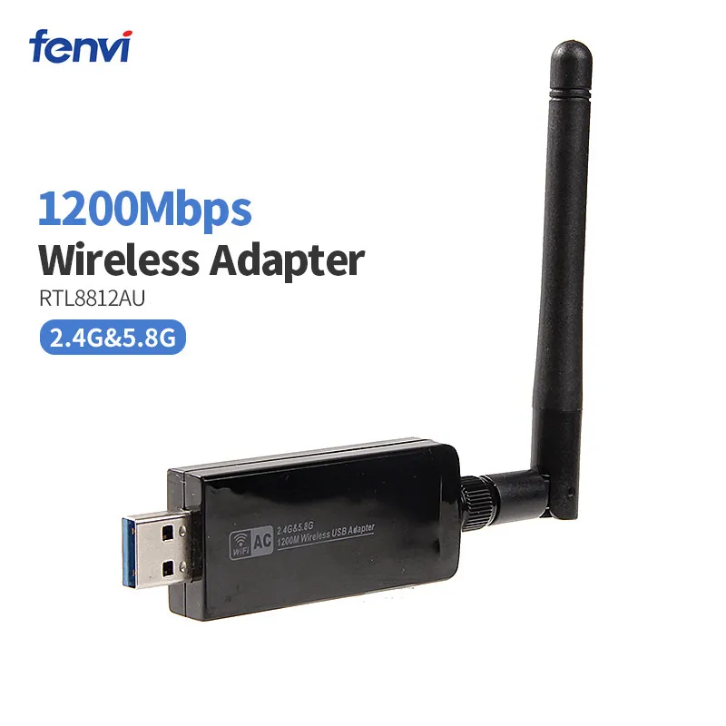With antenna Беспроводной двухдиапазонный 1200 Мбит/с USB Wifi адаптер ключ RTL8812AU 802.11ac Wi-Fi USB 3,0 Антенна для настольного ПК ноутбука - Цвет: With antenna