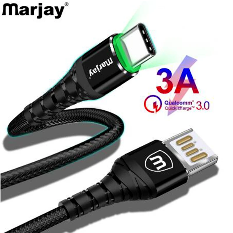 Marjay Reversible 3A Fast mi cro usb type C кабель для samsung S9 Oneplus 6 t быстрой зарядки мобильного