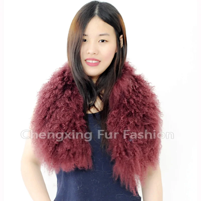 Free Shipping CX-A-52J Women Winter Collar Wholesale Real Mongolian Lamb Fur Scarf |