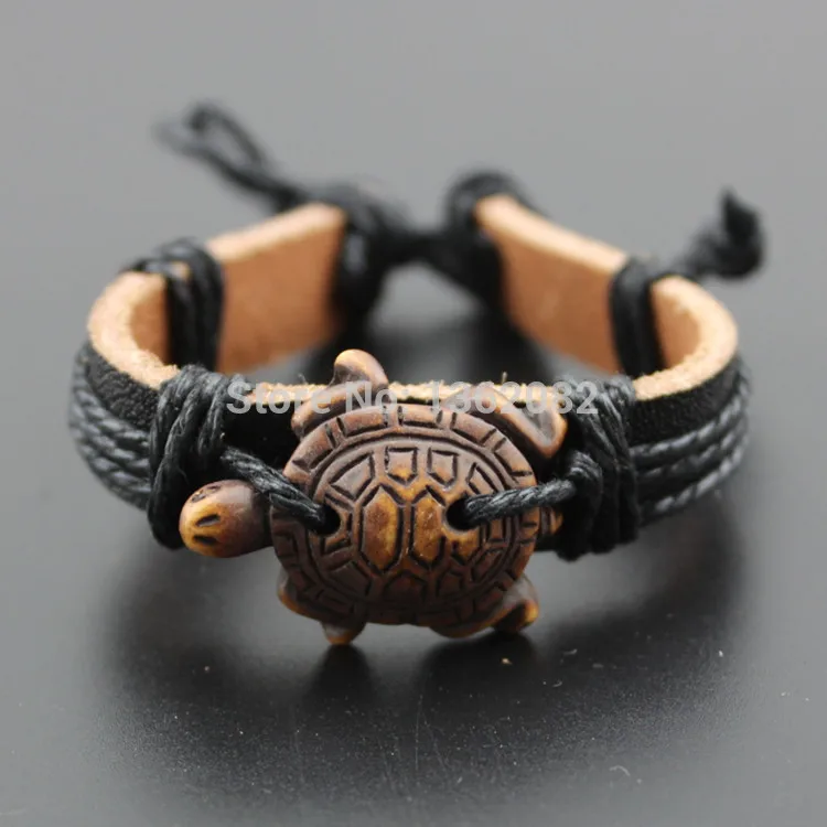 Модный резная подвеска в виде племенных морских черепашек кожаный браслет для