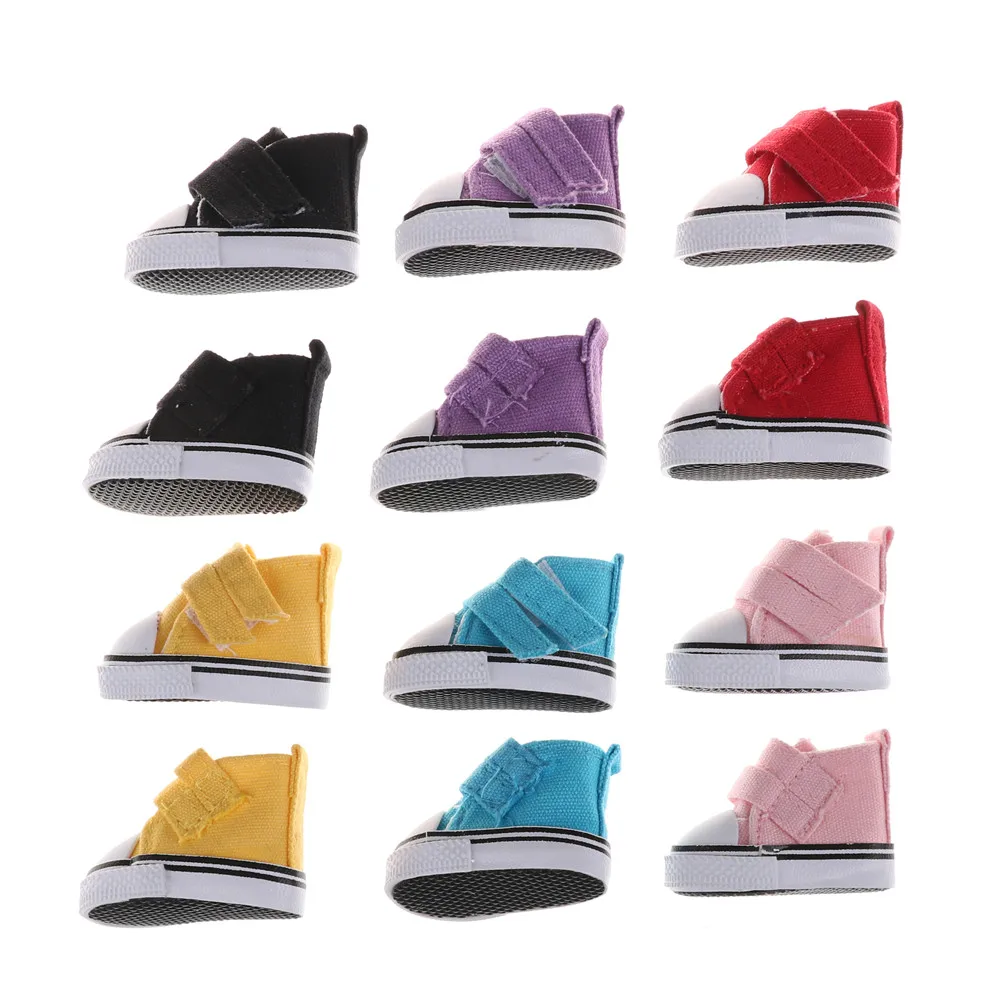 1 pair Fashion Mini Toy Shoes Assorted Colors 5cm Canvas For 1/6 BJD Doll Bjd for handmade cloth shoes | Игрушки и хобби