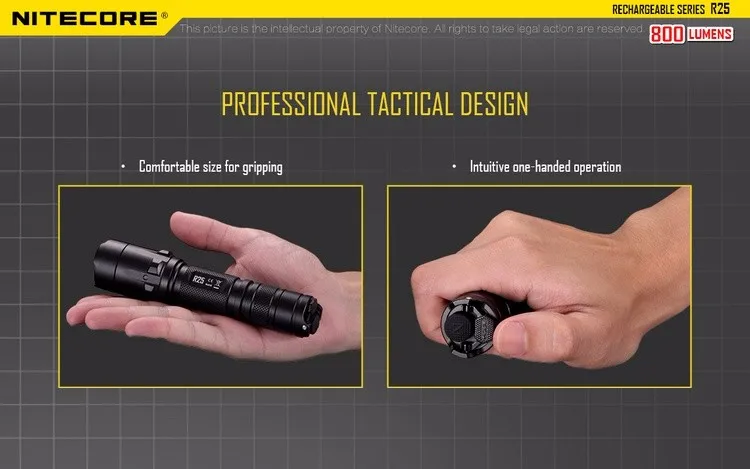 NITECORE R25 тактический фонарь CREE XP-L HI V3 светодиодный Непревзойденная производительность+ умная зарядная док-станция+ 18650 перезаряжаемая батарея