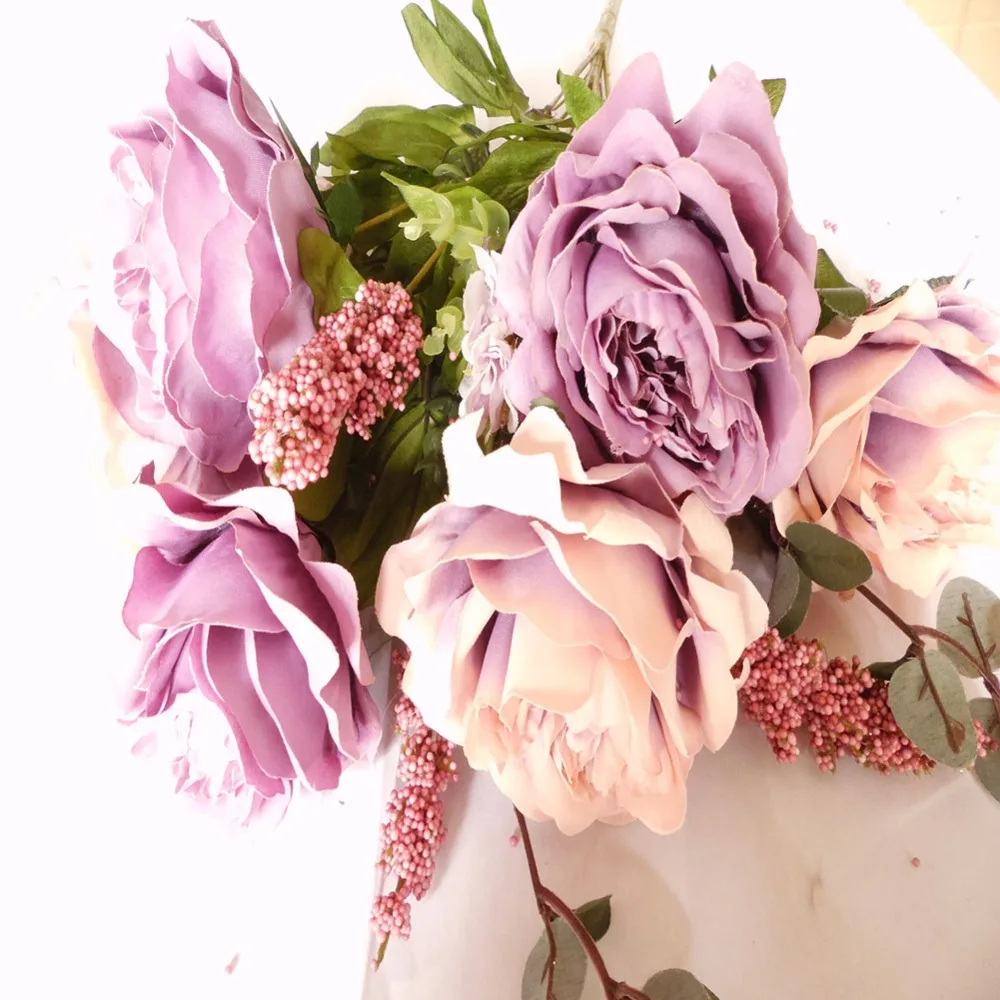 Высококачественная Шелковая Роза букет в европейском стиле 1 искусственные