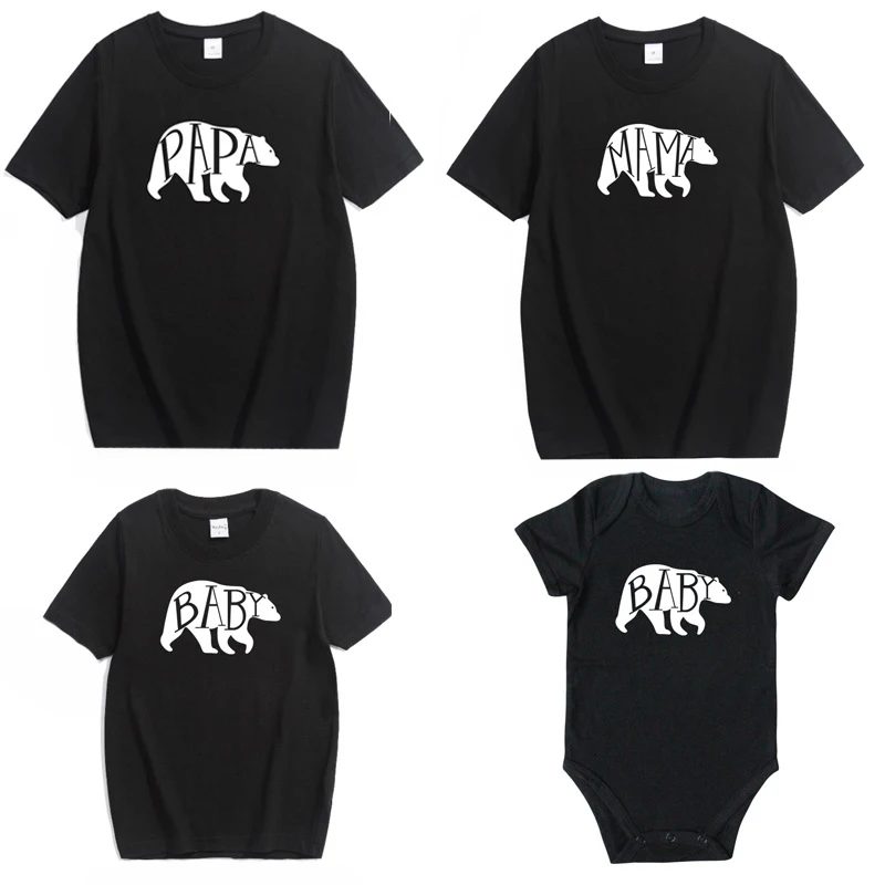 Camisetas con estampado de bater&iacute;a para ni&ntilde;os, padre, hijo y familia, ropa a juego con letras, Tops de manga corta-4