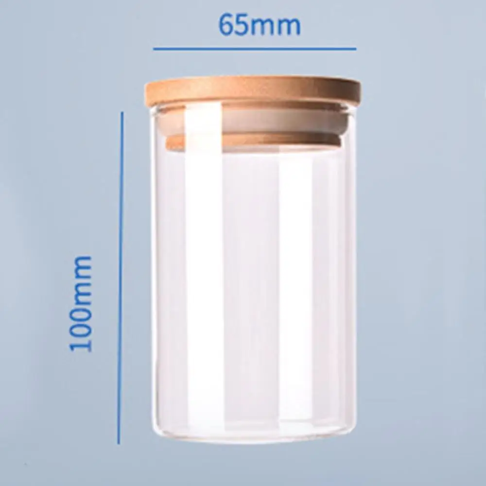 65 x 100 mm Transparent High Borosilicate Glass Kitchen Storage Bottle Store Food Ingredient Candy Biscuit Storage Jar Organization - Цвет: 65 x 100 mm