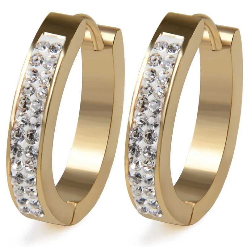 

Chanfar 4 Colors Crystal Stainless Steel Earrings Rhinestone Stud Earrings For Women Wedding Party Fashion Jewelry Girl Gift