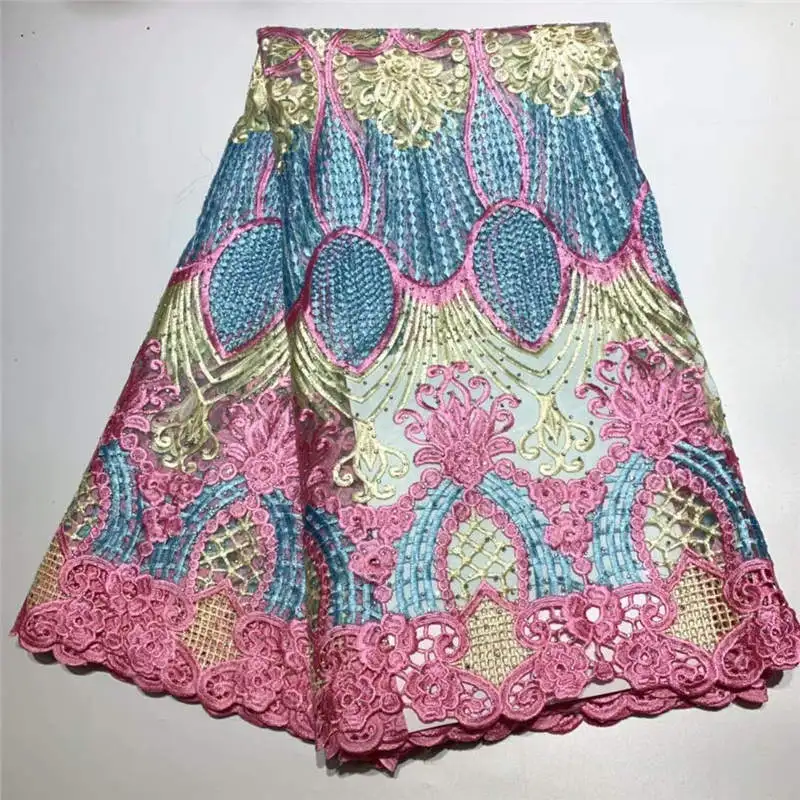 

Fashion Design African Lace Fabric High Quality Three Color Embroidery With Beads French Tulle Lace Wedding Dress! ZQF6211