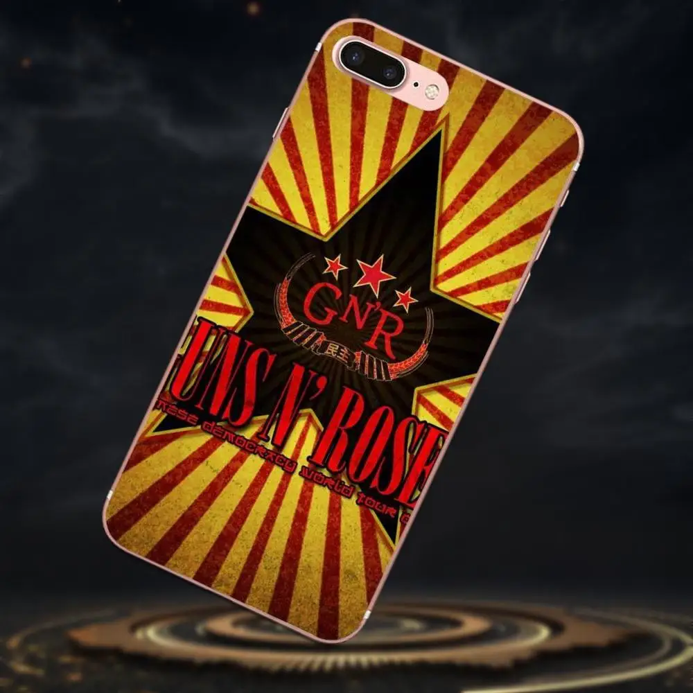 Мягкий ТПУ телефон с принтом для Samsung Galaxy Note 5 8 9 S3 S4 S5 S6 S7 S8 S9 S10 mini Edge Plus Lite Guns N Roses Retro