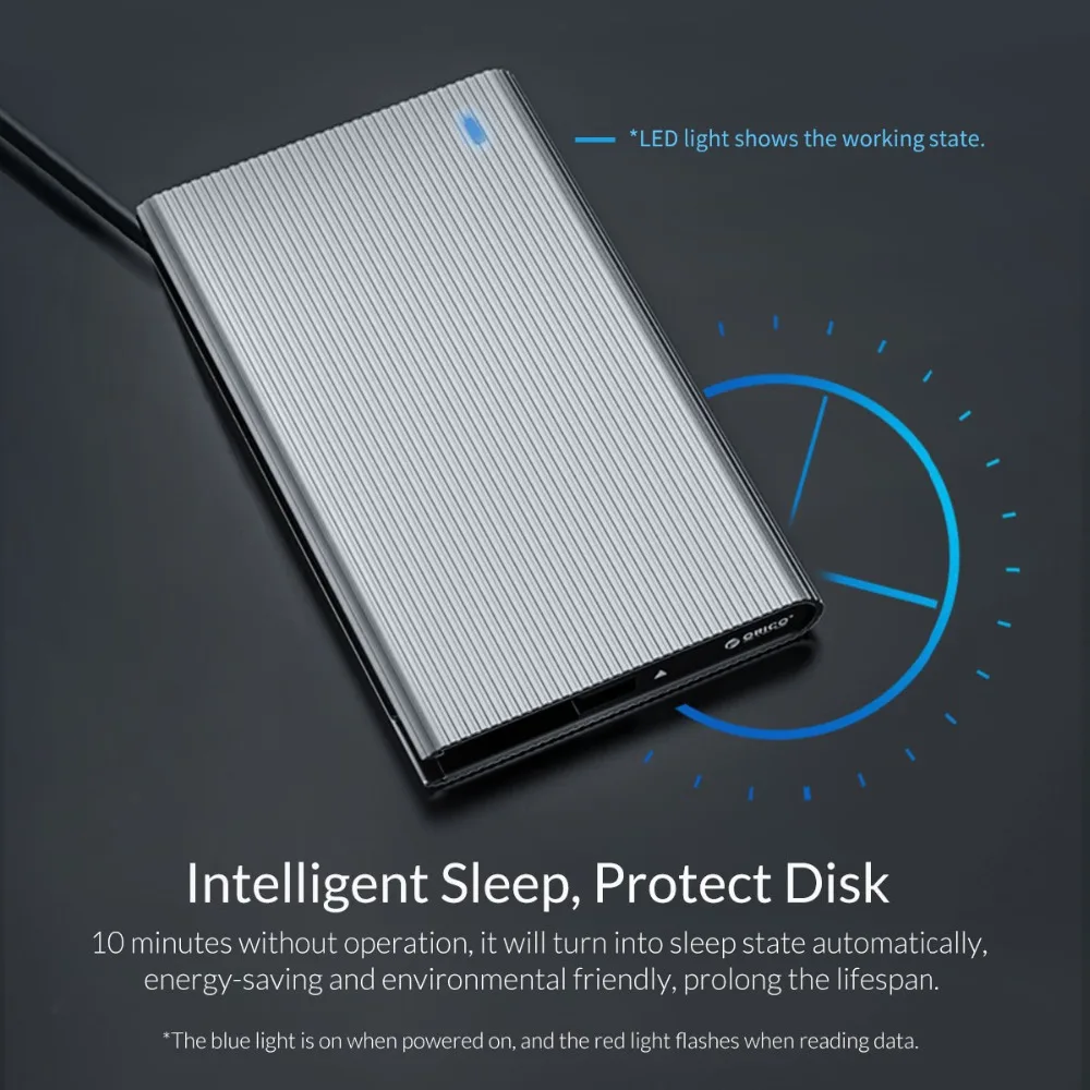 Чехол ORICO HDD 2,5 SATA для USB 3,0 чехол HD со встроенным кабелем для передачи данных Поддержка 4 ТБ HDD SSD чехол для внешнего жесткого диска