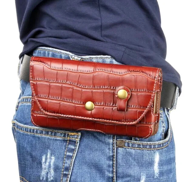 Крокодиловой кожи мобильный телефон чехол с зажимом для крепления на ремне сумки