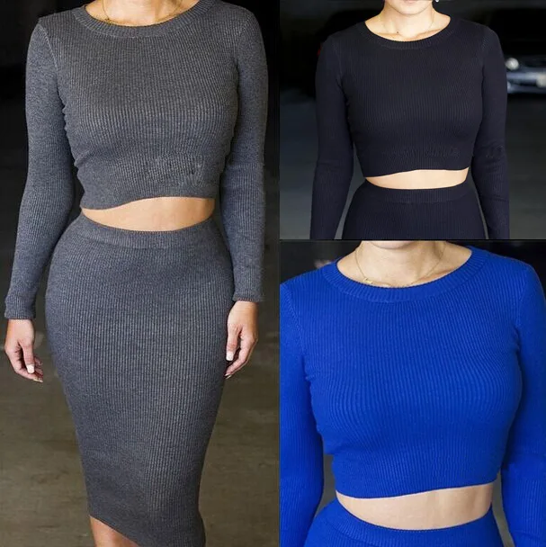 Европейский осенне-зимний костюм-двойка из хлопка с длинным рукавом | Женская