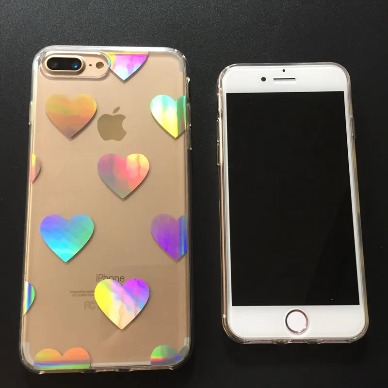 Kerzzil ясно pc жесткий чехол для iPhone 7 6 S плюс роскошный лазерной любовь сердца