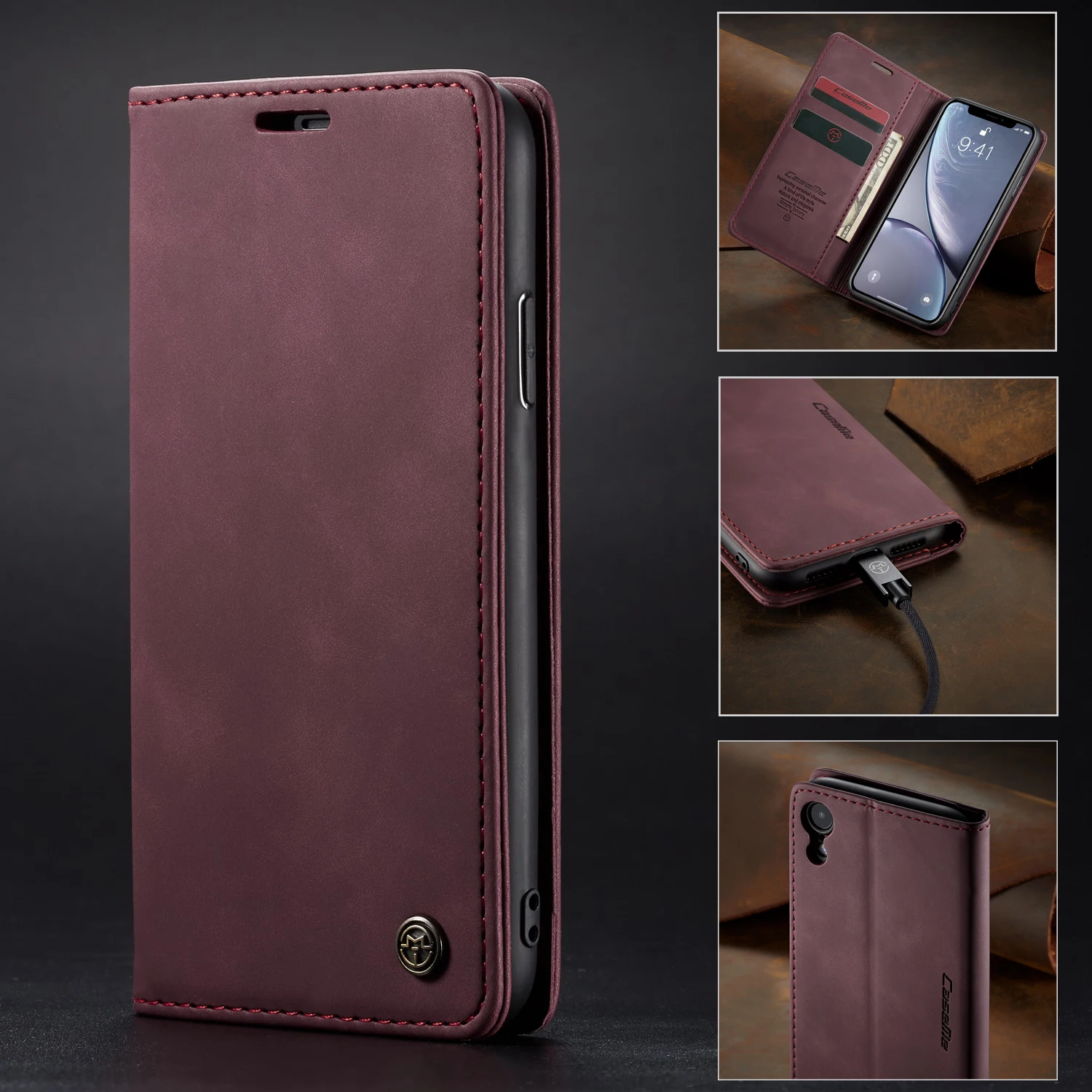 Брендовый Роскошный Матовый кожаный чехол для iPhone X XS MAX XR 6 6s 7 8 Plus 5S SE Авто Магнитный флип-чехол-кошелек XS MAX