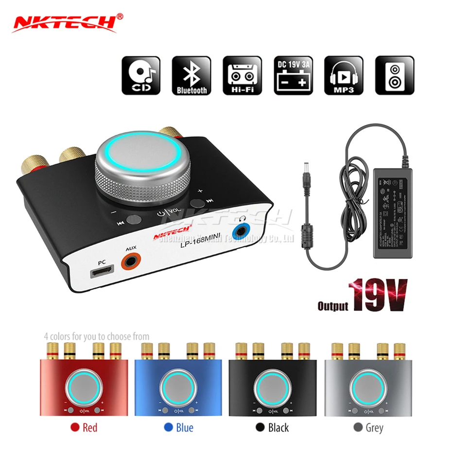NKTECH LP-168mini аудио усилитель мощности Bluetooth 4,2 HiFi стерео 2CH 50 Вт автомобильный домашний цифровой плеер низкий уровень шума усилитель для наушников