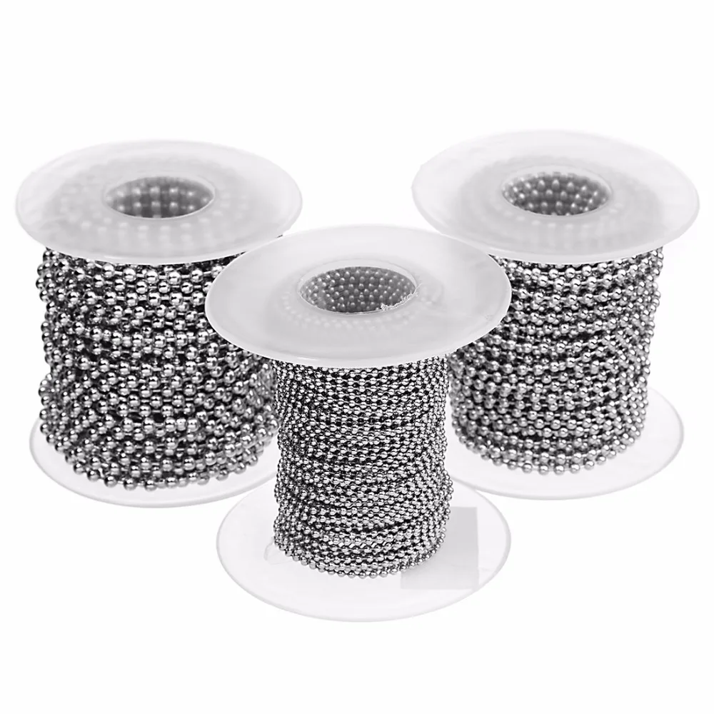 DC 10 yardas/rollo diámetro 1,5mm 2mm 2,4mm 3mm cadena de bolas de cuentas a granel cadenas de joyería de acero inoxidable para collares fabricación de joyas