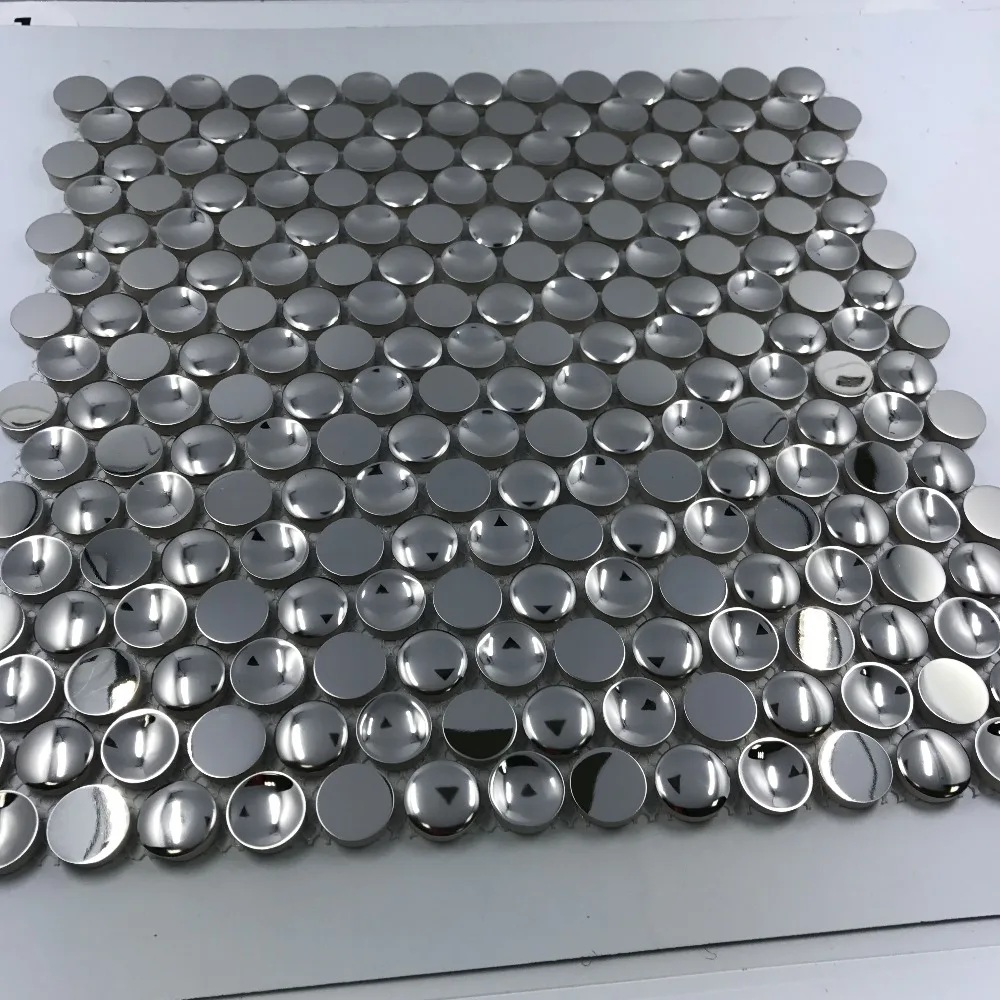 Mordern 3D серебряная круглая Polisehd металлическая мозаичная плитка, кухня щитка ванная комната настенная плитка DIY Декор шкафа